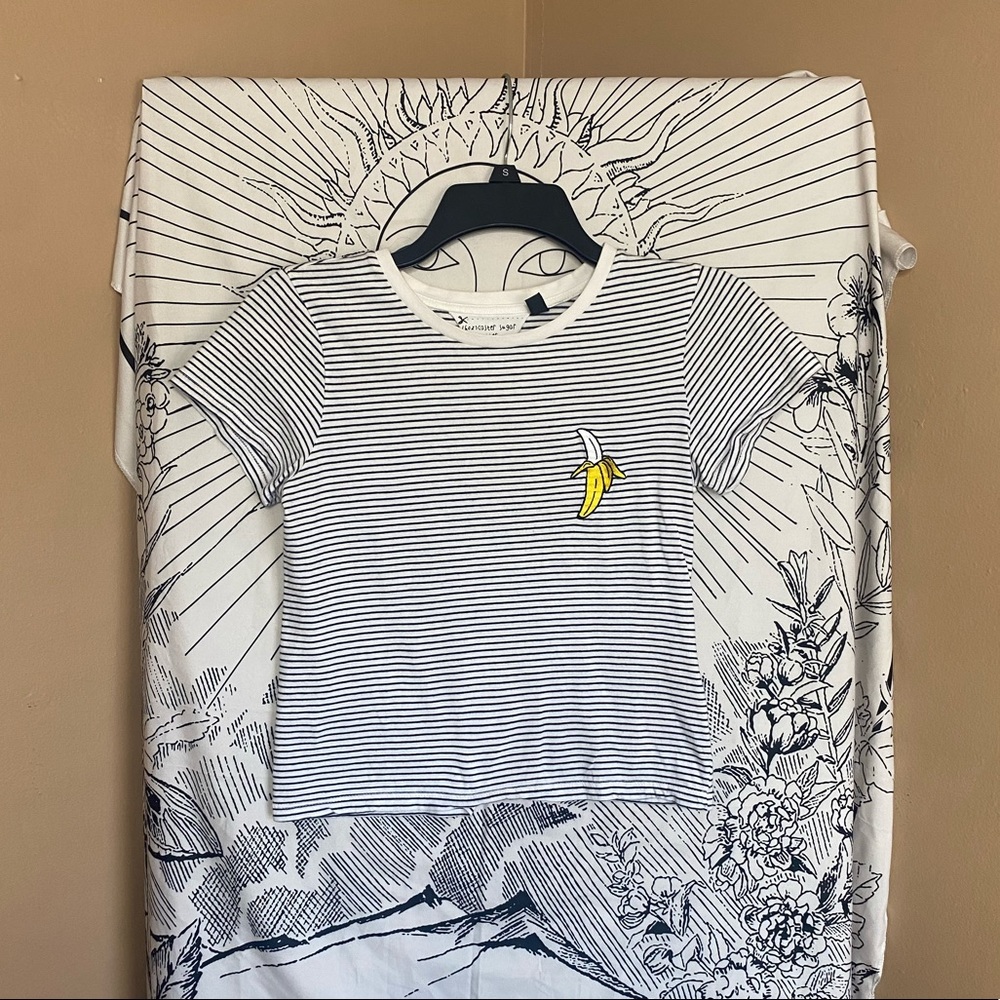 Striped Baby Tee with Banana Patch